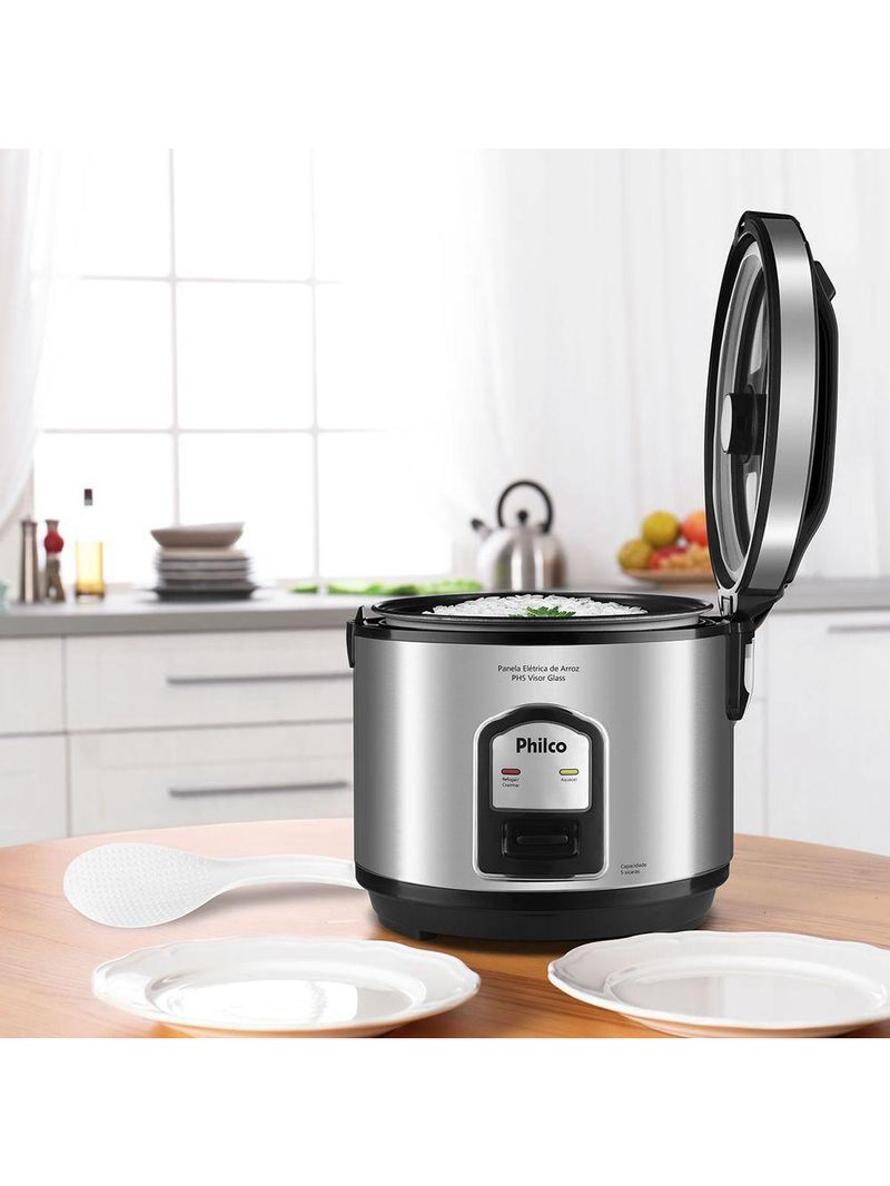 Panela De Arroz Philco 5 Xícaras PH5P Visor Glass Inox 110V