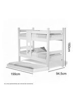 Beliche Letícia Branco com Auxiliar e 03 Colchões Cambel