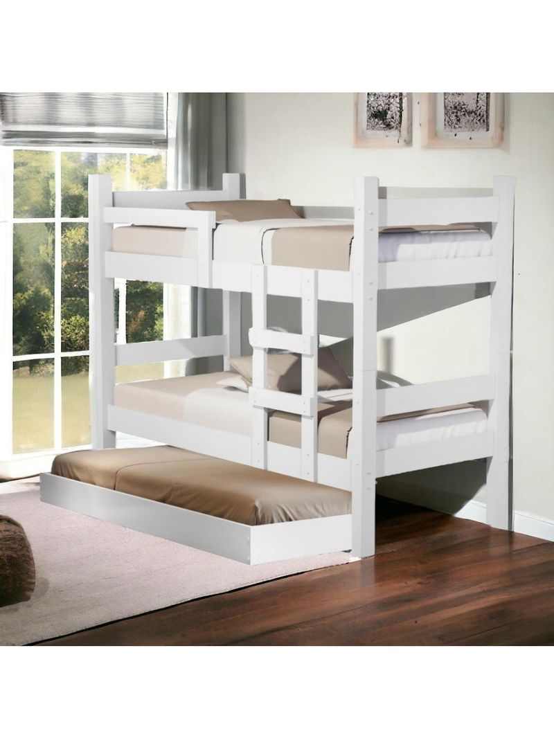 Beliche Letícia Branco com Auxiliar e 03 Colchões Cambel