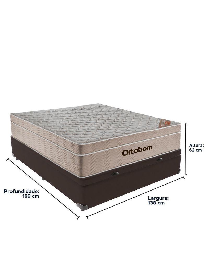Cama Box Baú Casal Colchão Ortobom Airtech Springpocket