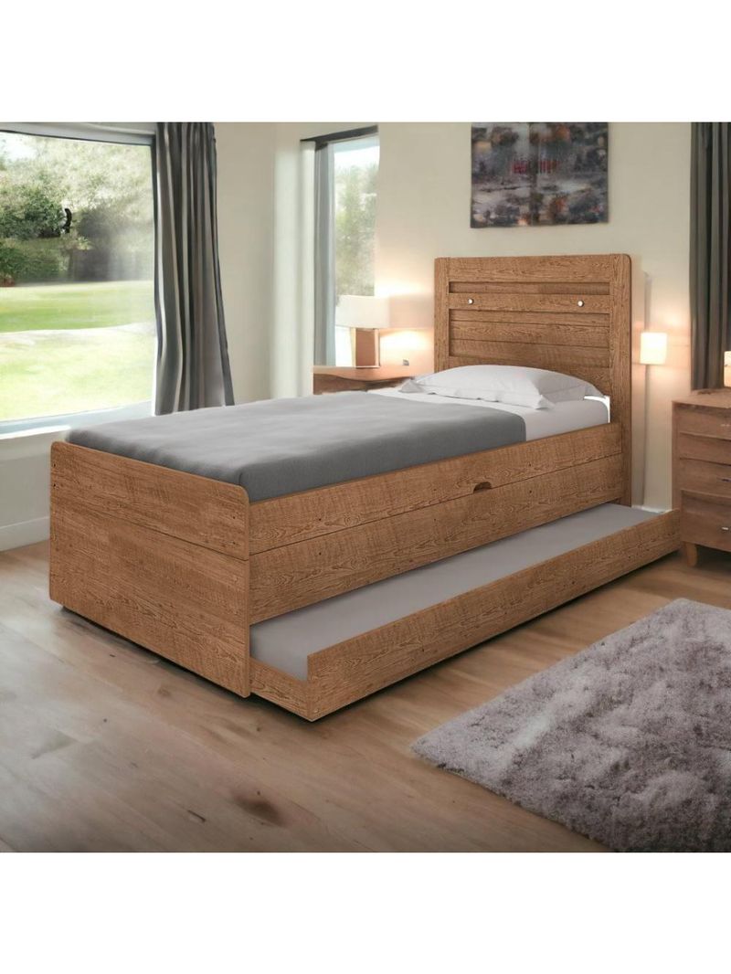 Cama Baú Larissa Solteiro Naturale Com Auxiliar Framar