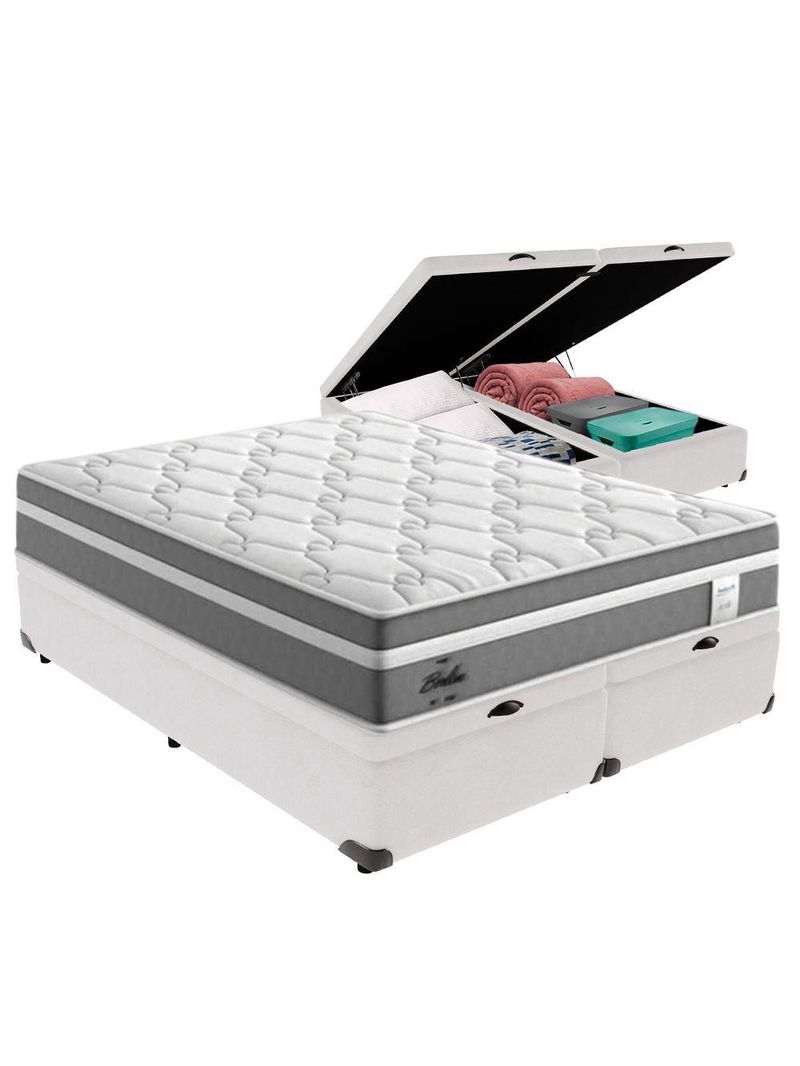 Cama Box Baú Queen E Colchão Molas Ensacadas Berlim Probel