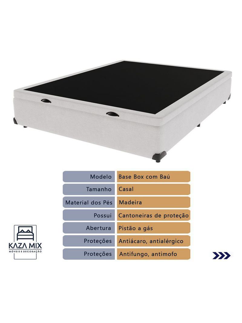 Cama + Box Bau Casal Colchão Extra Firme Ortobom D45 Airtech - Cor: Branco
