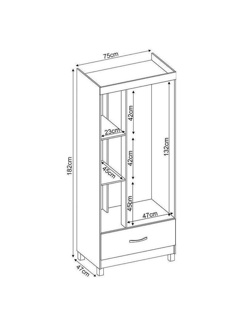 Guarda Roupa Solteiro Ambiente Prince Amêndola Touch Off White – Demóbile