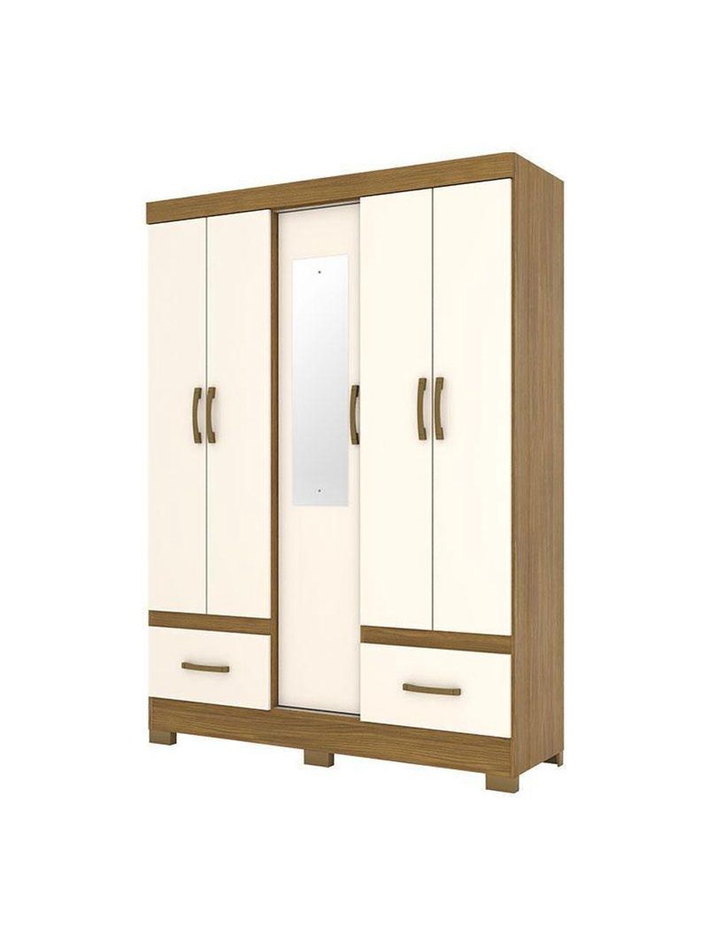 Guarda Roupa Solteiro B60 Nature Off White com Espelho – Briz Móveis