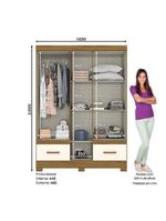 Guarda Roupa Solteiro B60 Nature Off White com Espelho – Briz Móveis