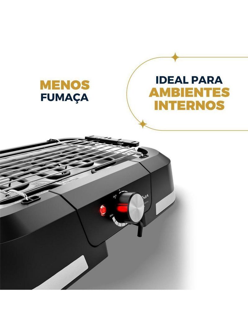 Churrasqueira Elétrica Britânia 1500W Menos Fumaça BCQ10A 220V