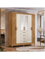 Guarda Roupa Solteiro Aruba 6 Portas Freijó Off White com Espelho – Moval