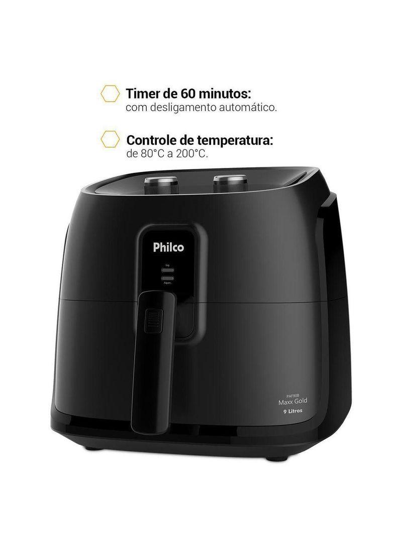 Air Fryer Philco 9L 2000W Cesto Quadrado Gold PAF90B 110V
