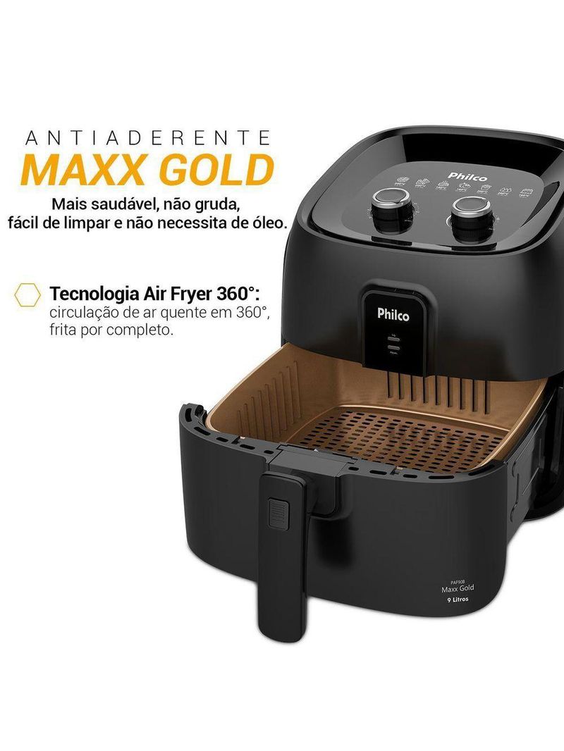 Air Fryer Philco 9L 2000W Cesto Quadrado Gold PAF90B 110V