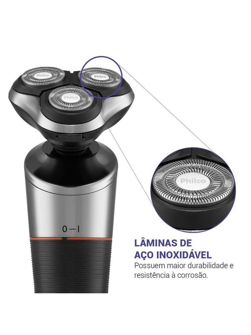 Aparador de Pelos e Barbeador Philco 3 em 1 PBA10 com Display Led - Bivolt