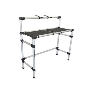 Cabine Dj Tubular Em Aluminio Com Tampo Mdf Para Mesa Controladora Usb Universal De Ate 1 Metro