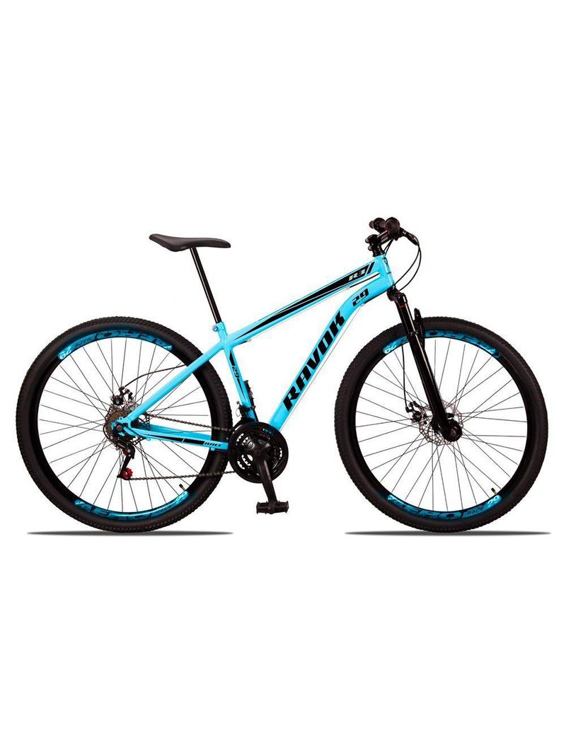 Bicicleta Mountain Bike 21 Vel Aço Shimano Azul Celeste