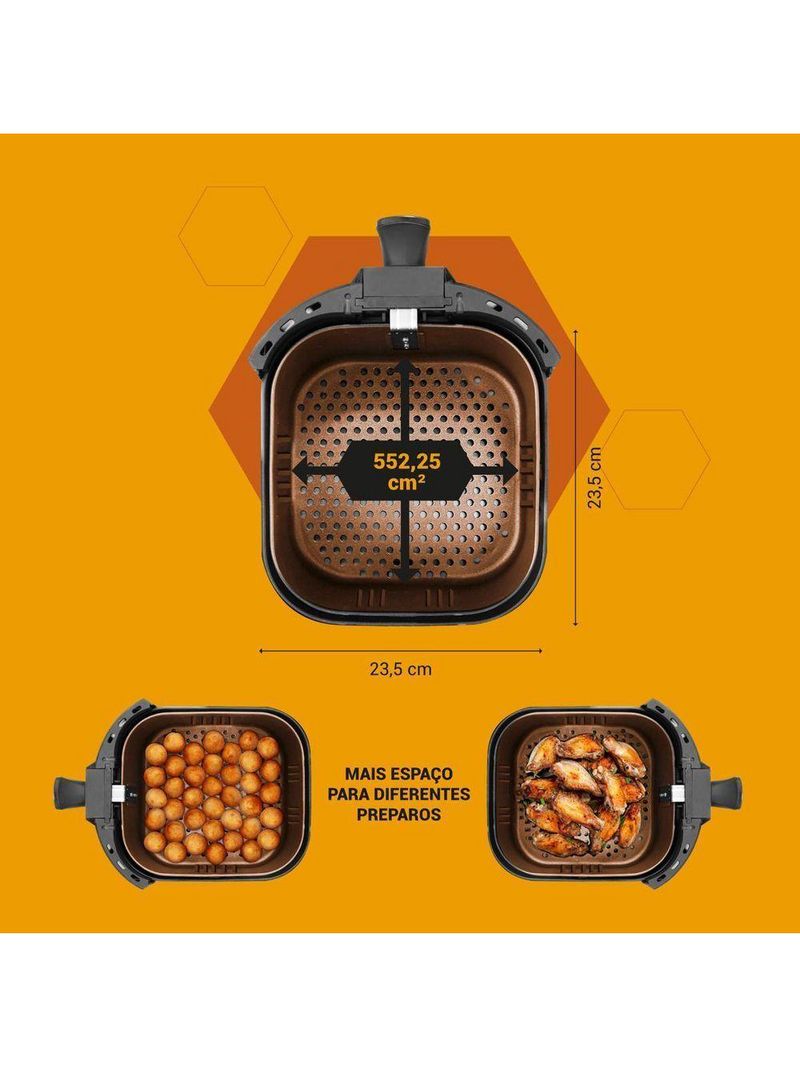 Air Fryer Philco 5,5L Cesto Quadrado 1500W PAF55A 110V
