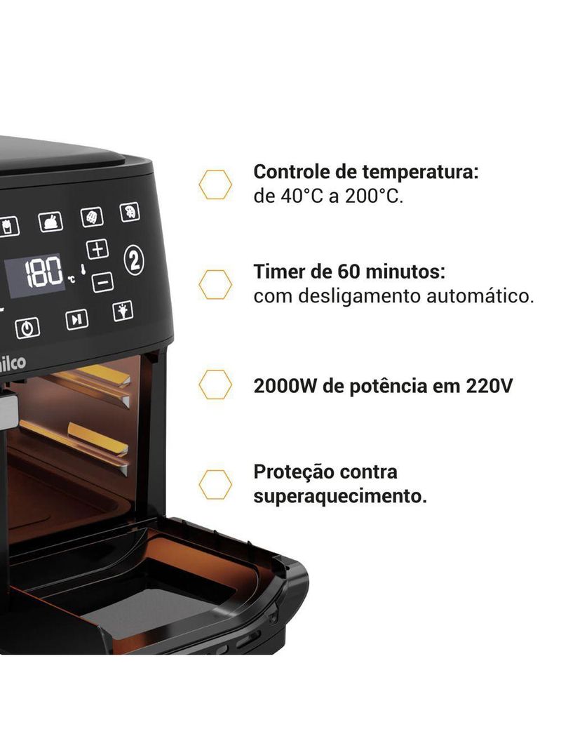 Air Fryer Philco 14L 4 em 1 Painel Digital PAF14A 220V