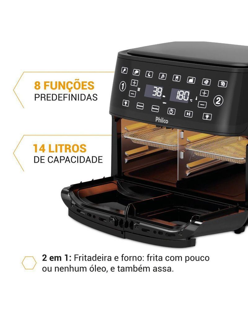 Air Fryer Philco 14L 4 em 1 Painel Digital PAF14A 220V