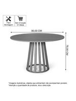 Mesa De Jantar Redonda 4 Lugares 90cm Em Mdf E Madeira Maciça Tália Preta - Straub Web