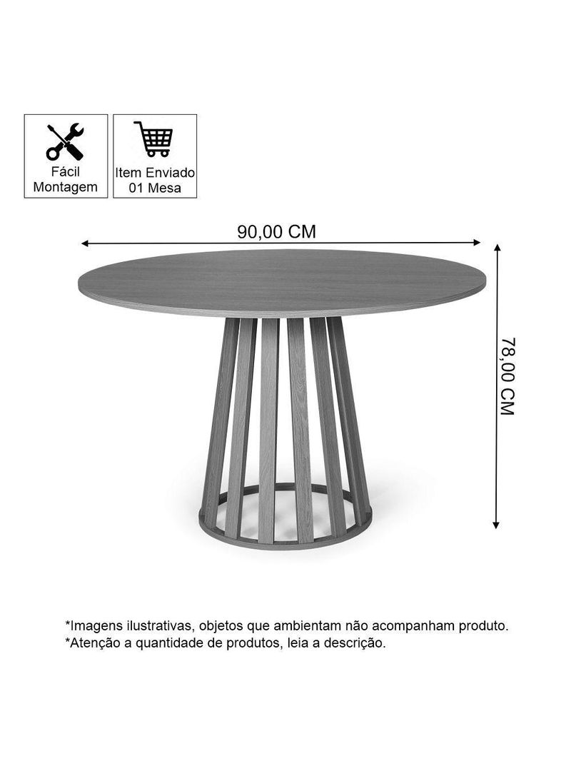 Mesa De Jantar Redonda 4 Lugares 90cm Em Mdf E Madeira Maciça Tália Preta - Straub Web