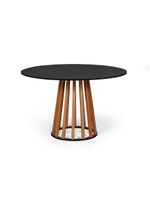 Mesa De Jantar Redonda 4 Lugares 90cm Em Mdf E Madeira Maciça Tália Preta - Straub Web