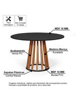 Mesa De Jantar Redonda 4 Lugares 90cm Em Mdf E Madeira Maciça Tália Preta - Straub Web