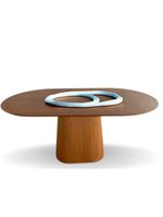 Mesa De Jantar Cone Retangular Arredondada 180x100cm Freijó