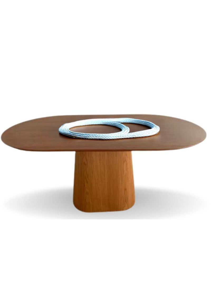 Mesa De Jantar Cone Retangular Arredondada 180x100cm Freijó