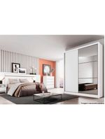 Guarda Roupa Solteiro 2 Portas de correr e 3 Gavetas c/Espelho Thor Plus Branco - Novo Horizonte