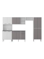 Armário de Cozinha Modulada Completa Compacta 294cm com Balcão de Pia Multimóveis MP2280 Branco/lacca Fumê