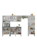 Armário de Cozinha Modulada Completa Compacta 294cm com Balcão de Pia Multimóveis MP2280 Branco/lacca Fumê