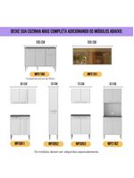 Armário de Cozinha Modulada Completa Compacta 294cm com Balcão de Pia Multimóveis MP2280 Branco/lacca Fumê