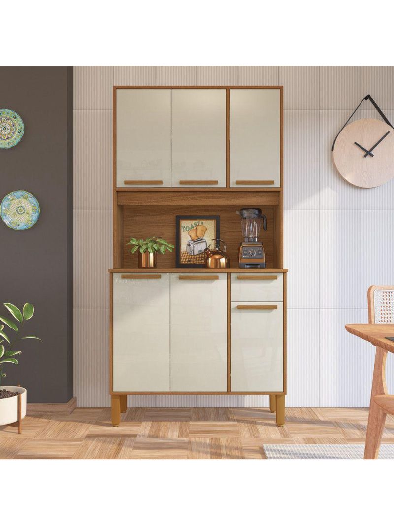 Cozinha Lagos 6 Portas 1 Gaveta Freijo Com Off White Indekes