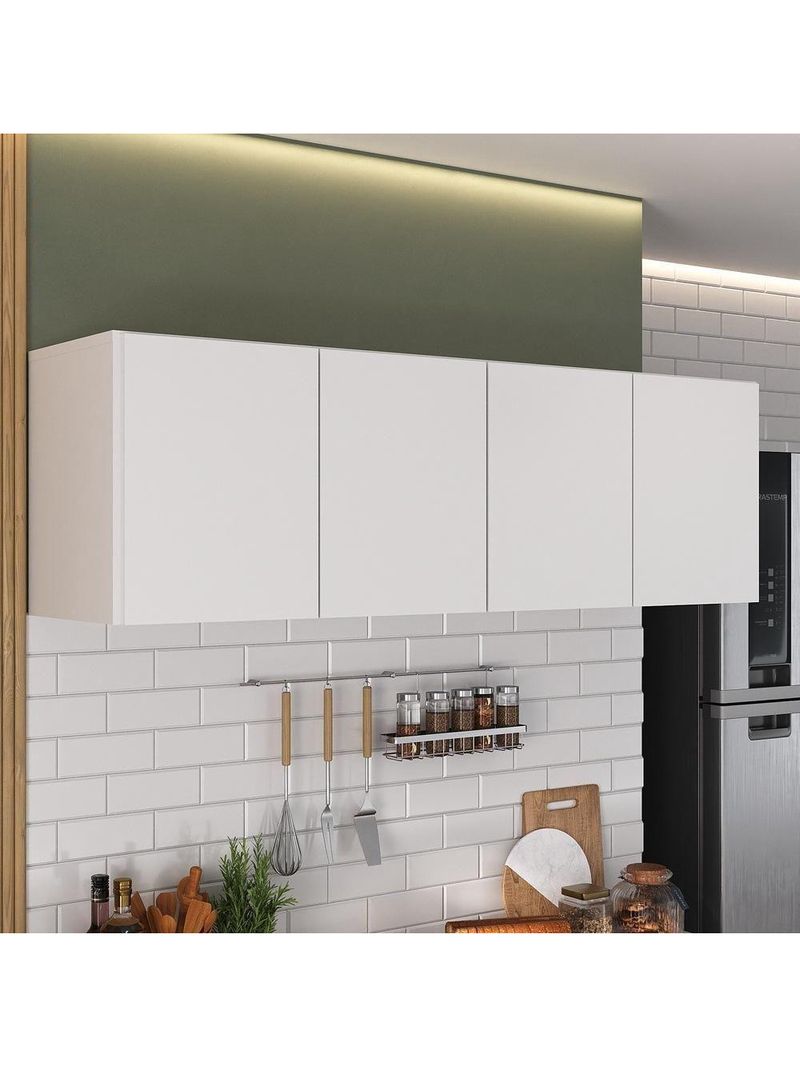 Armário de Cozinha Aéreo 4 Portas Multimóveis MP2156 Branco