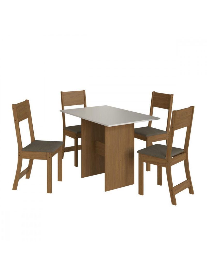 Mesa Com 4 Cadeiras Karla Freijo Com Off White Cacau Indekes