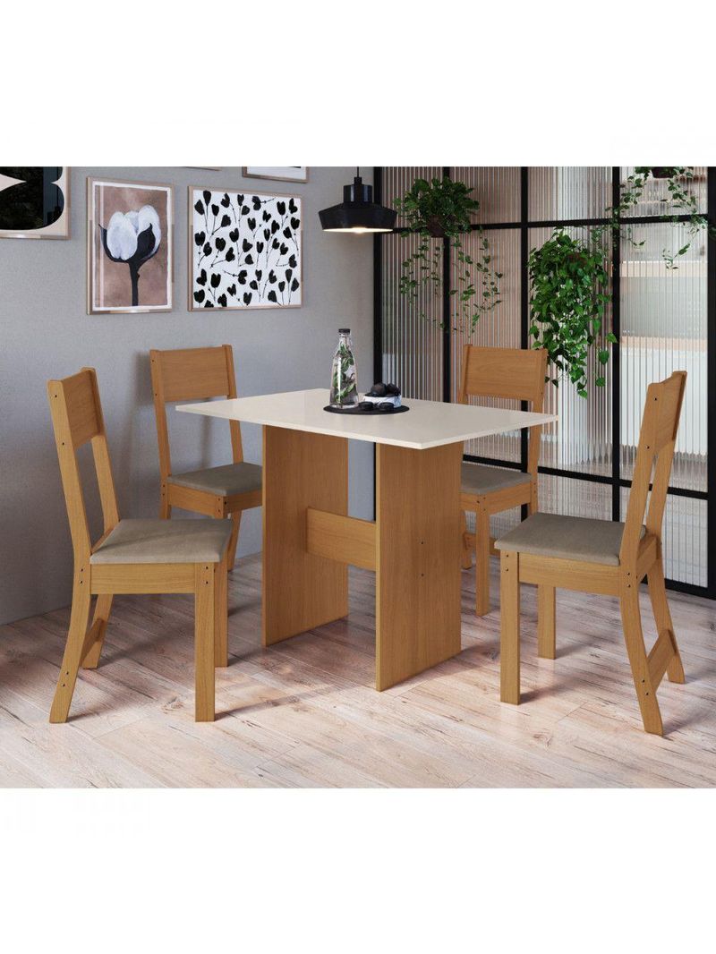 Mesa Com 4 Cadeiras Karla Freijo Com Off White Cacau Indekes