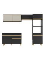 Cozinha Compacta 4 Peças com Armário e Balcão MP3692 Veneza GB Preta