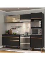 Cozinha Compacta 4 Peças com Armário e Balcão MP3692 Veneza GB Preta