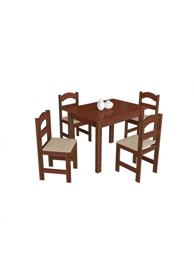 Mesa Arauna Com 4 Cadeiras Primavera Amendoa Bege