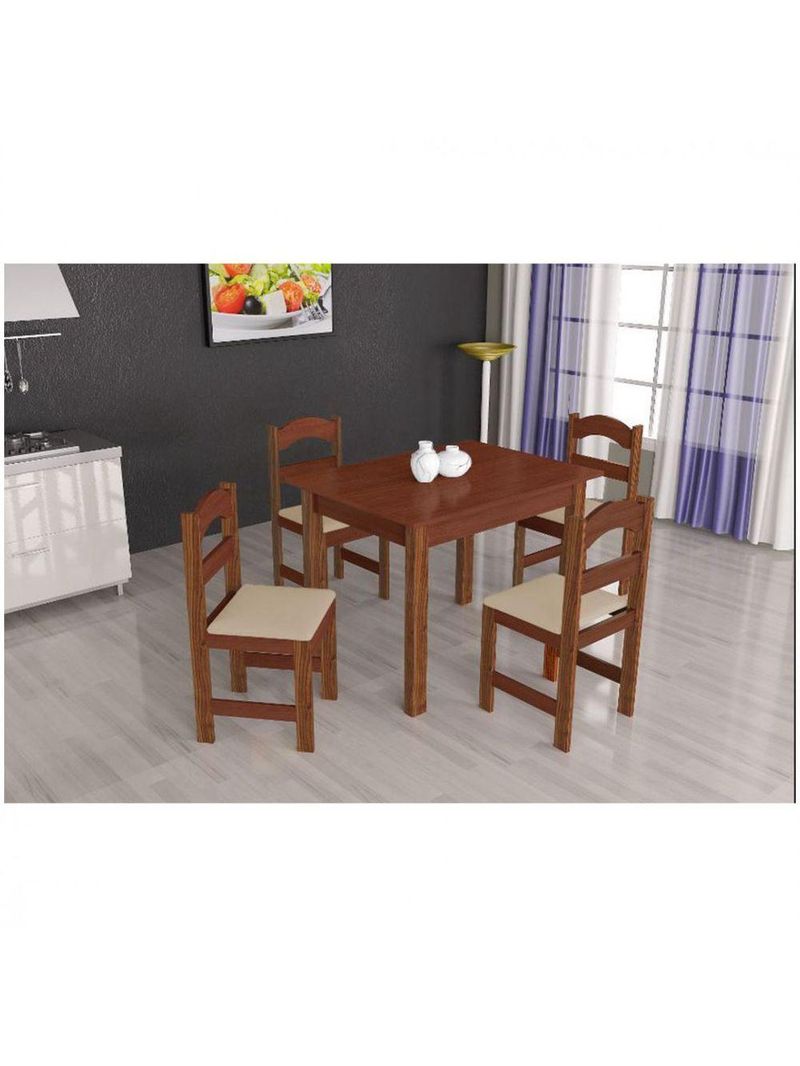 Mesa Arauna Com 4 Cadeiras Primavera Amendoa Bege