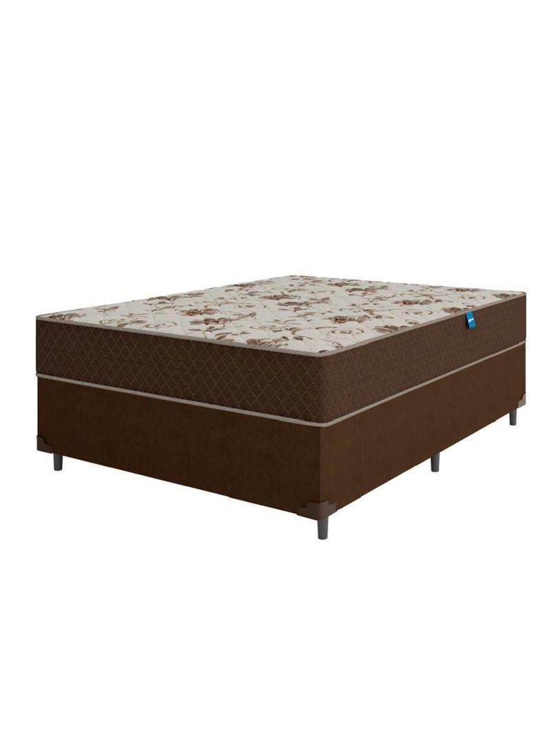 Cama Box Casal Colchão Espuma D33 Marquês 138X188X57Cm Marrom Umaflex - Suporta Até 90Kg Por Pessoa