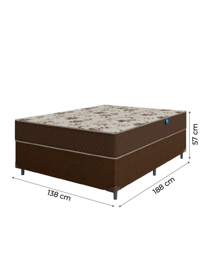 Cama Box Casal Colchão Espuma D33 Marquês 138X188X57Cm Marrom Umaflex - Suporta Até 90Kg Por Pessoa