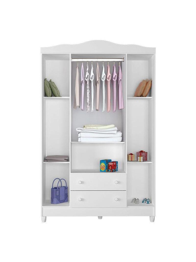 Guarda Roupa Infantil Ariel 4 Portas Branco Brilho – Carolina Móveis
