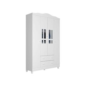 Guarda Roupa Infantil Ariel 4 Portas Branco Brilho – Carolina Móveis