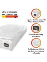 Colchão Solteiro Espuma D45 Lazio Pillow Top 88x188x24 cm Hellen – Branco