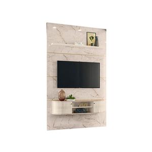 Estante Home Theater Com Bancada Suspensa Monte Carlo Calacata Off White - Madetec