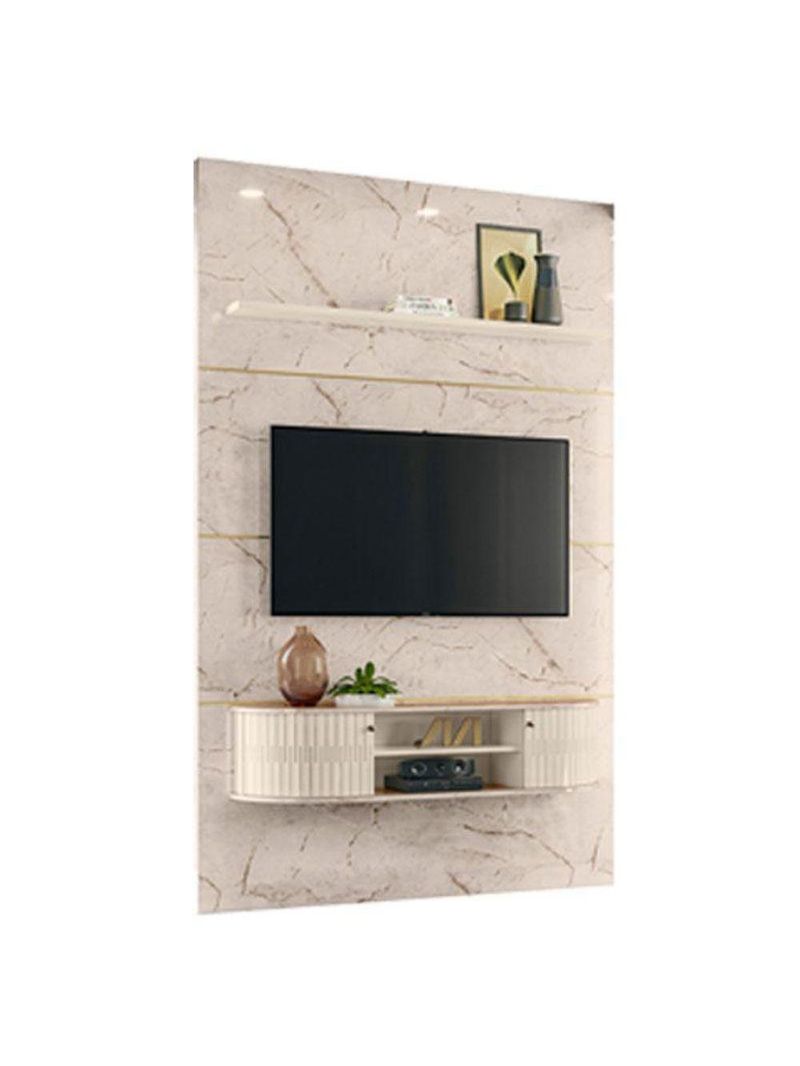 Estante Home Theater Com Bancada Suspensa Monte Carlo Calacata Off White - Madetec