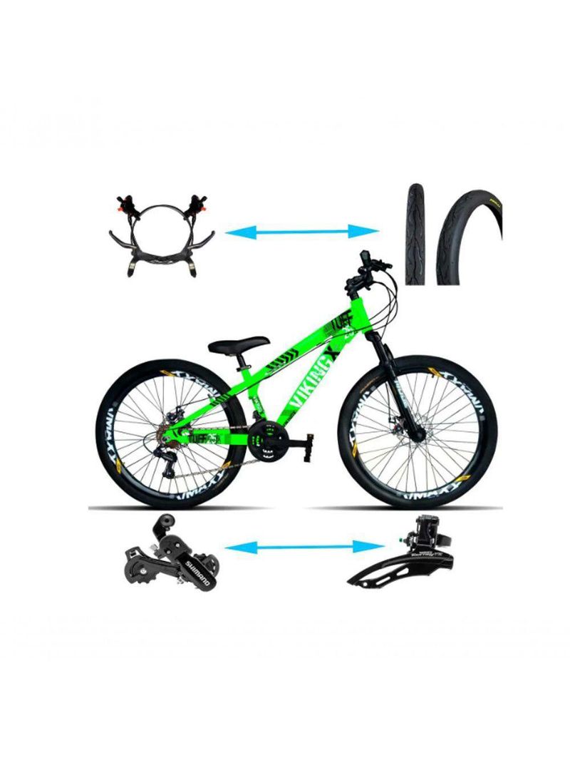 Bicicleta Viking Aro 26 Tuffx25/30 Vmaxx Freio Hidráulico 21v Verde Neon