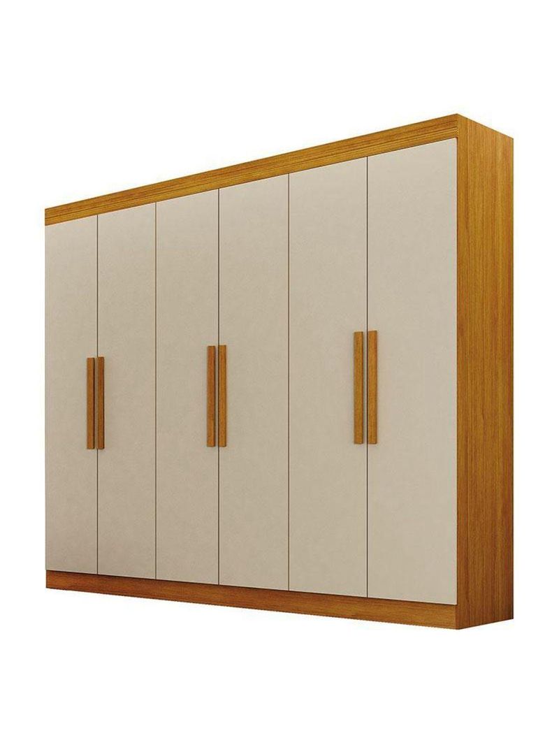 Guarda Roupa Casal 6 Portas Canadá Cinamomo Off White – Leifer Móveis