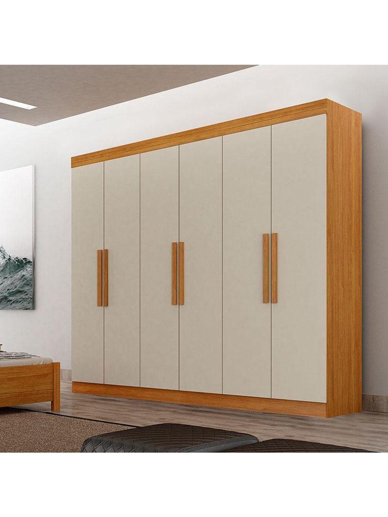 Guarda Roupa Casal 6 Portas Canadá Cinamomo Off White – Leifer Móveis