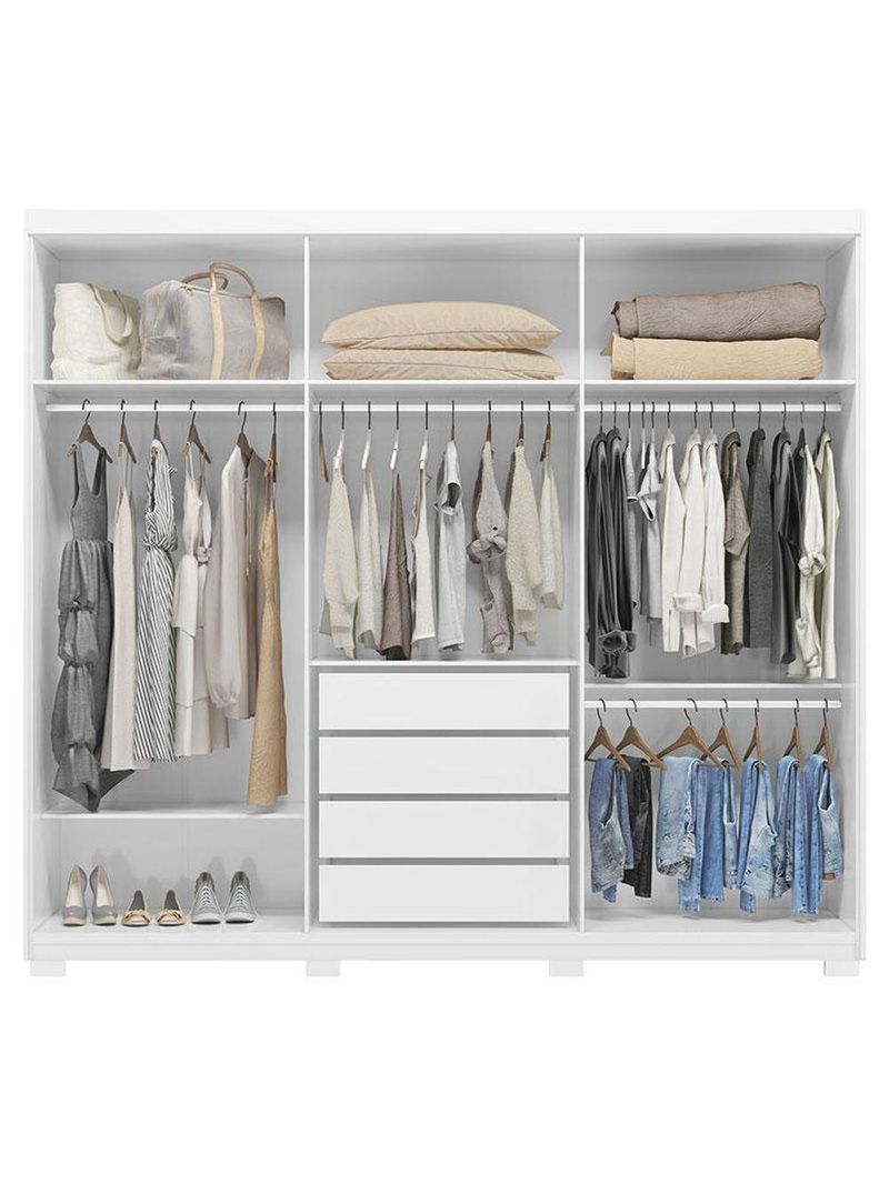 Cômoda London E Guarda Roupa Casal Venice 62480pe Branco Brilho - Demóbile