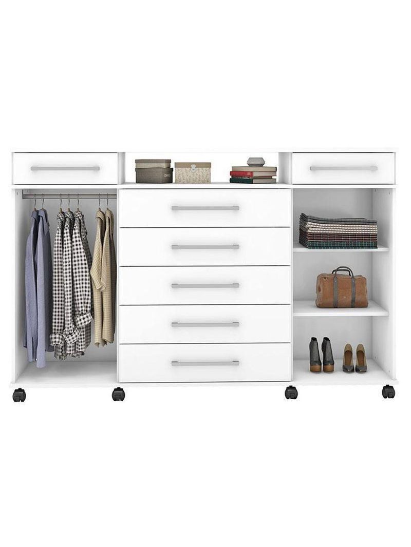 Cômoda London E Guarda Roupa Casal Venice 62480pe Branco Brilho - Demóbile